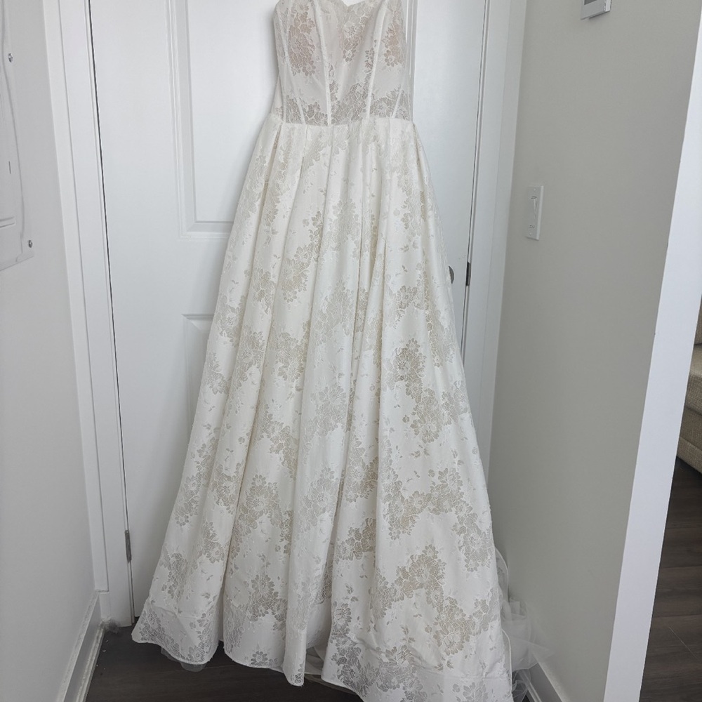 Calla Blanche Strapless Lace Wedding Gown - Picture 3 of 5